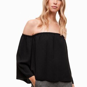 ARITZIA Wilfred Black Draped Sleeve Peasant Style Orly Blouse US S.